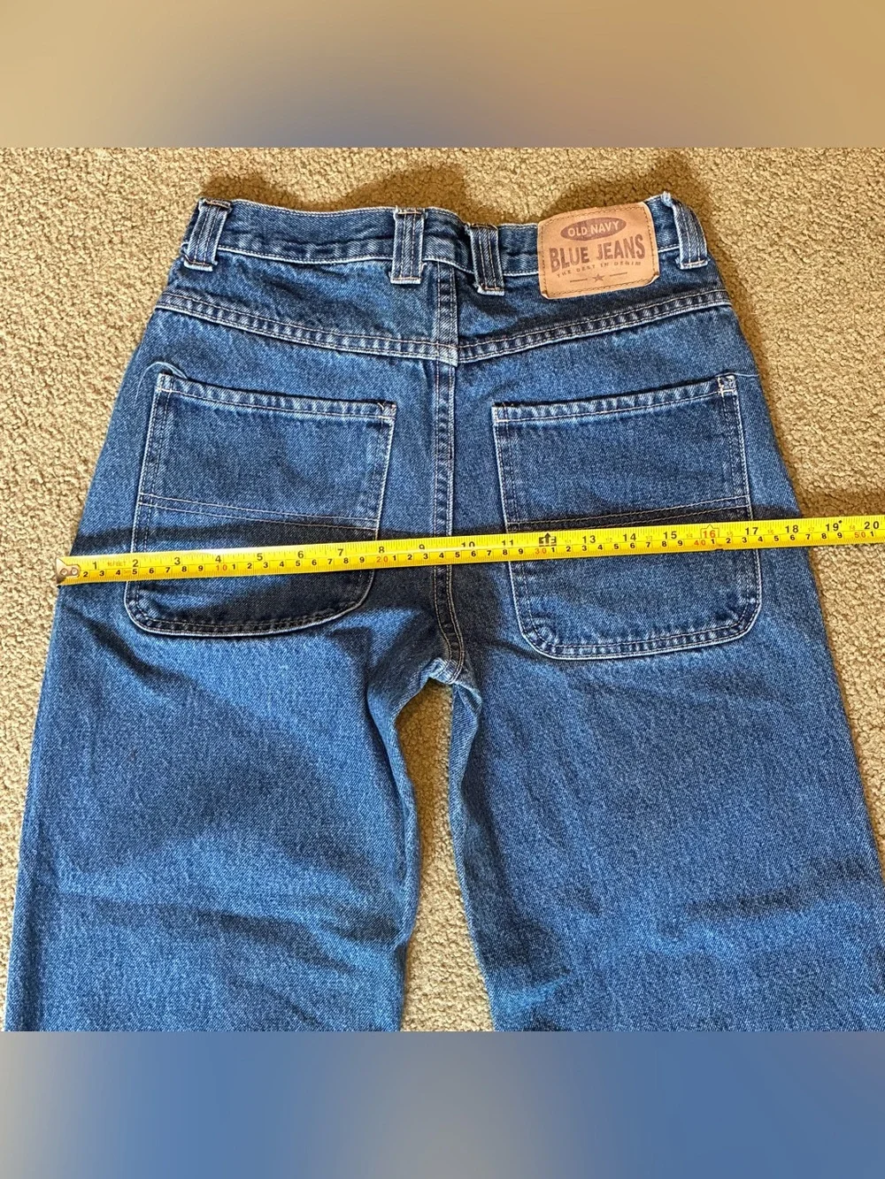 Kids Y2K Old Navy Dark Blue Straight-Leg Denim Jeans Boys 12 Regular Baggy Pants